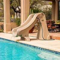 Slideaway roto-molded, movable inground swimming pool slide